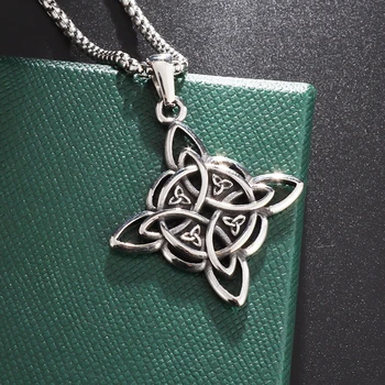 Cadı Düğüm Geometrik Uzun Zincir Kolye Erkekler Kadınlar Celtic Knot Kolye Zincir Kolye Takı Hediyeler
